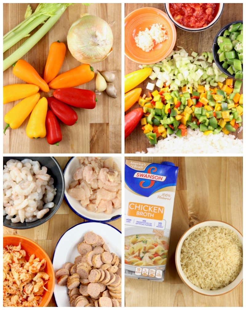 Ingredients for Jambalaya collage