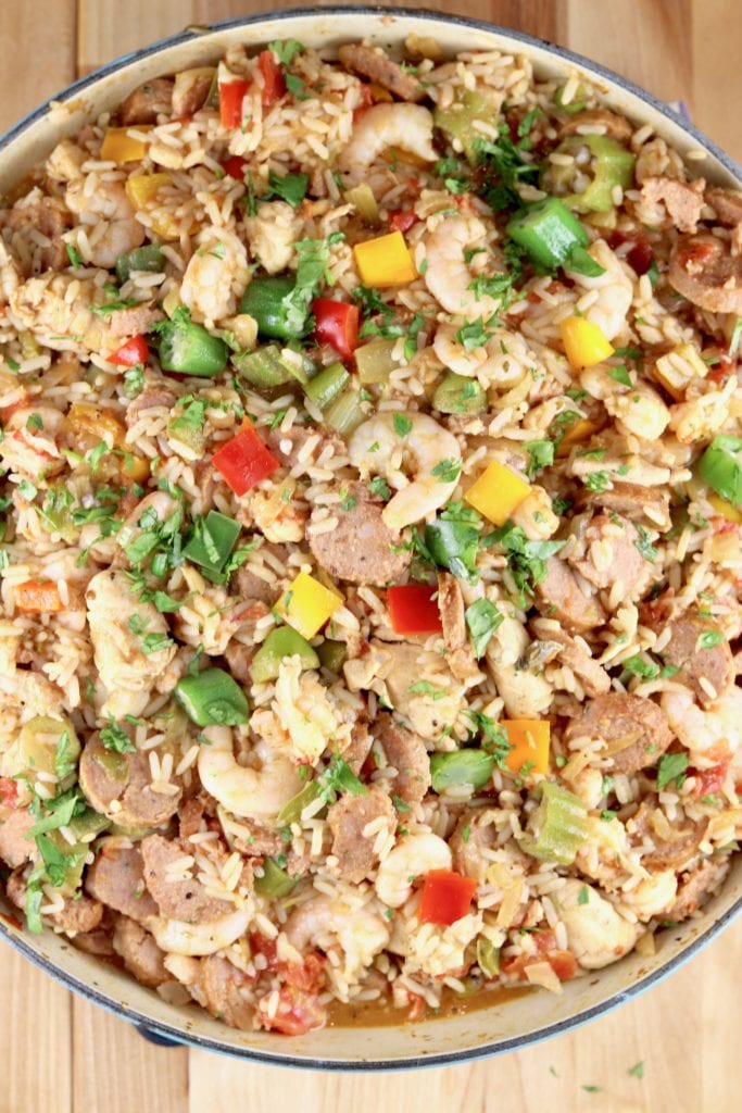 Jambalaya in large pan