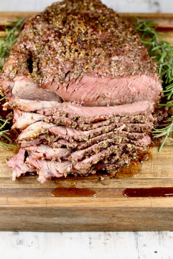 Sliced roast beef with herbs