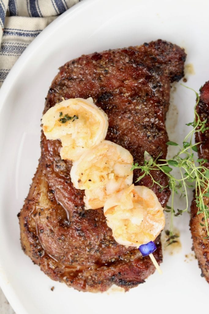 Surf and turf steak and shrimp
