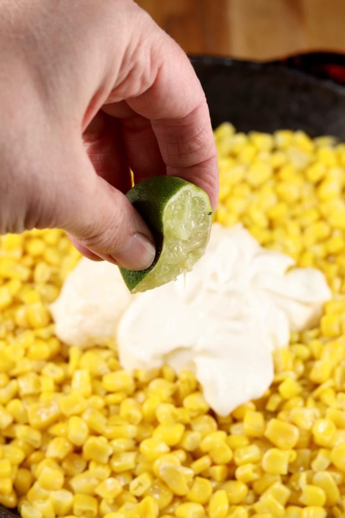 Mexican street corn with lime.
