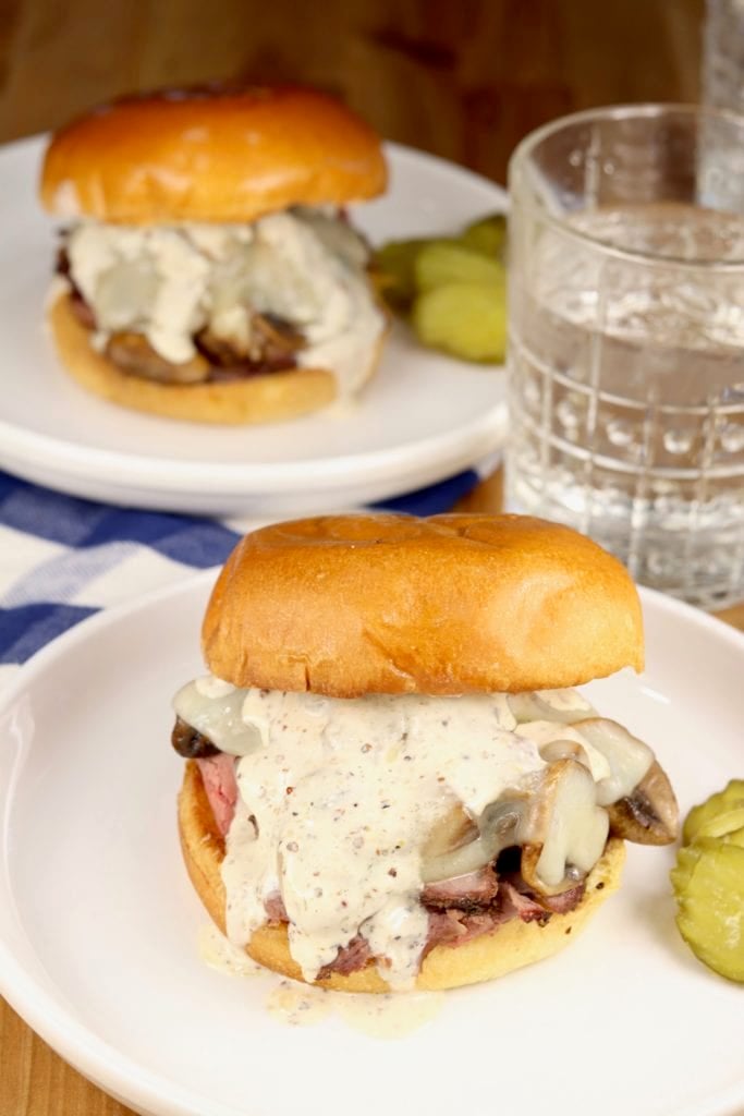 Brioche Buns with roast beef and Swiss