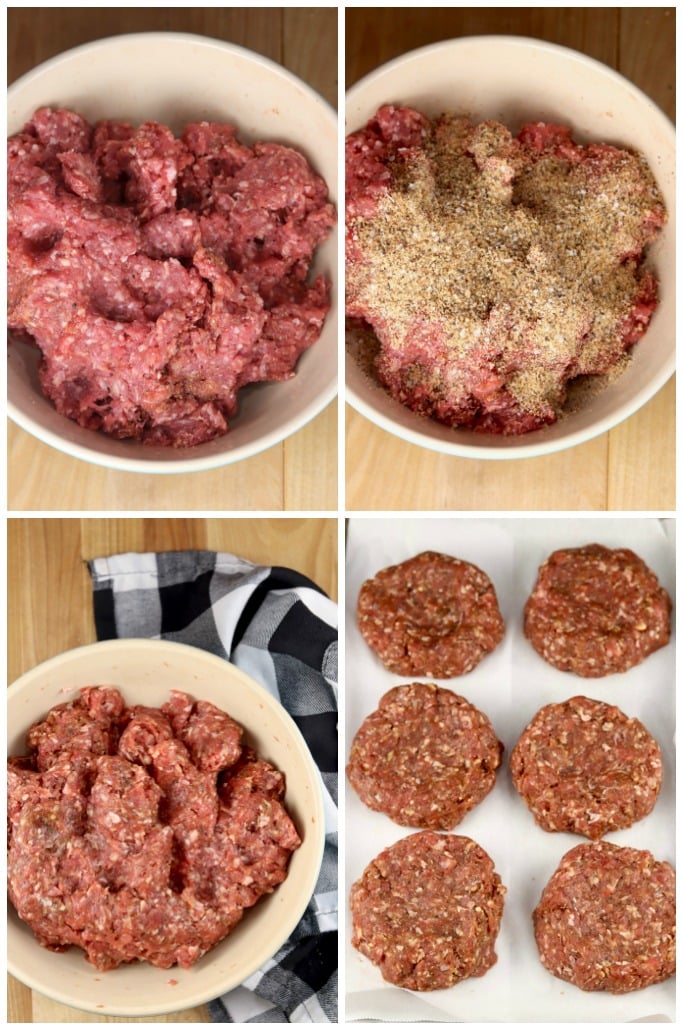 Ground beef seasoned with steak rub