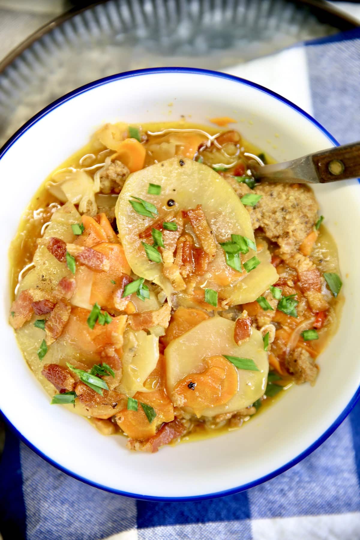 Bowl of Dublin Coddle stew.