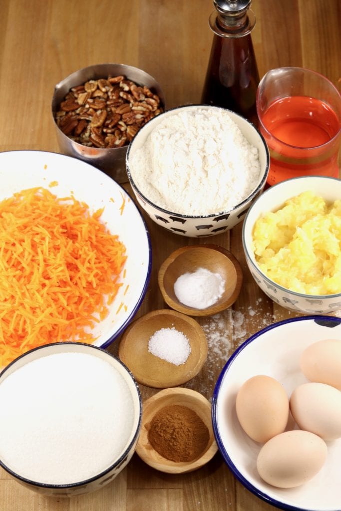 Ingredients for carrot cake
