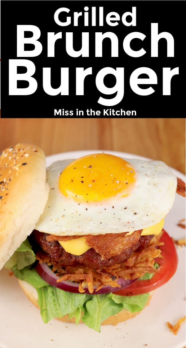 Grilled Brunch Burger topped with an egg