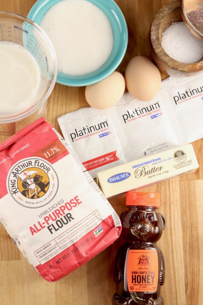 Ingredients for Milk Bread Honey Buns