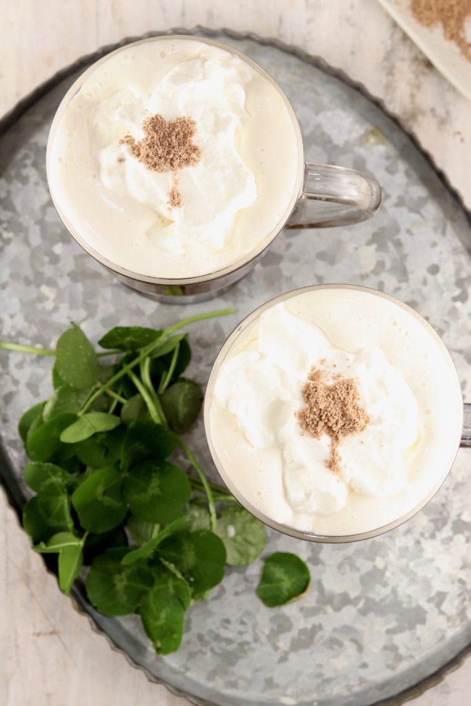 Shamrock garnished Irish Coffee