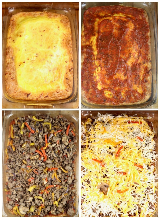 Making a breakfast pizza casserole