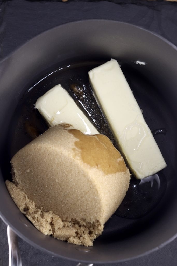 Butter, Brown sugar & corn syrup for caramel