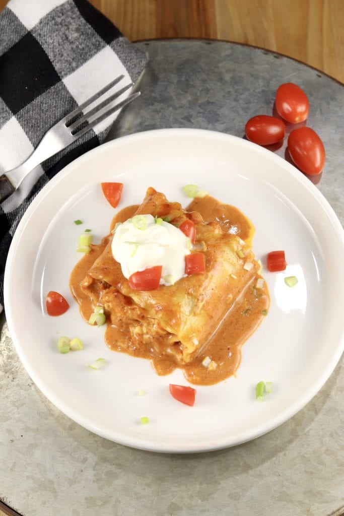 Plate of Mexican Chicken Lasagna Roll Up