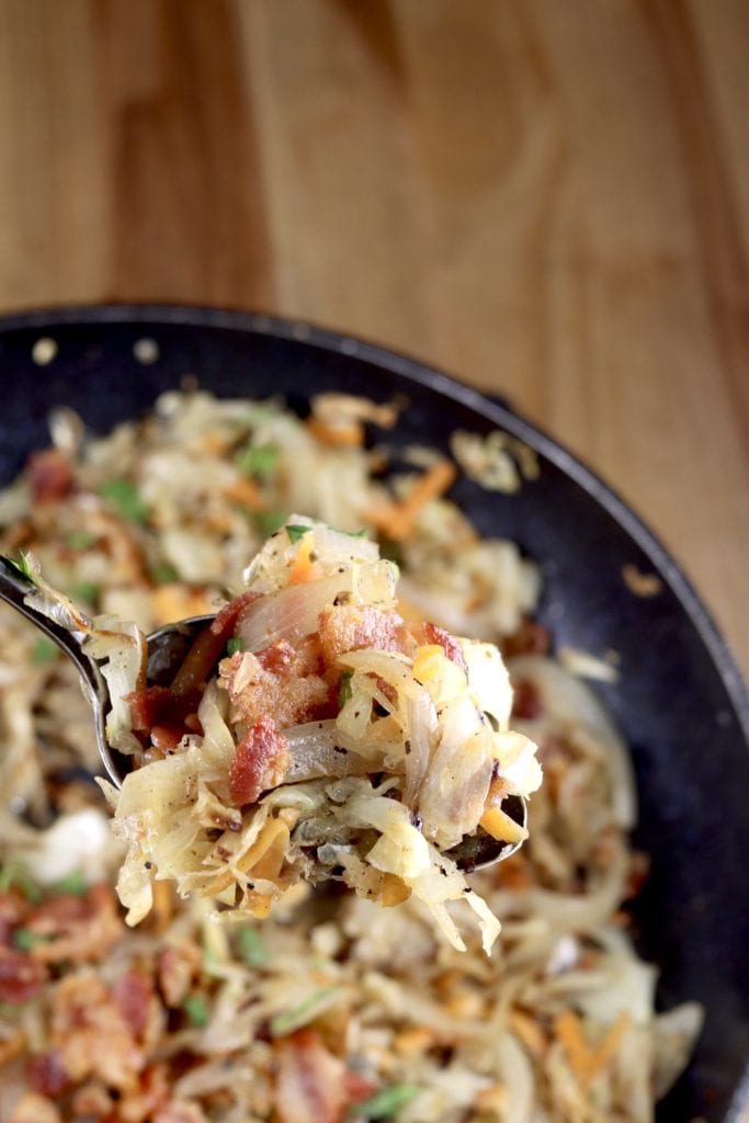 Fried Cabbage with bacon and onions