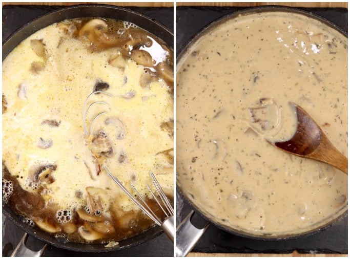 Adding cream to stroganoff sauce