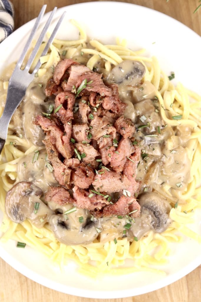 Roast Beef Stroganoff with egg noodles