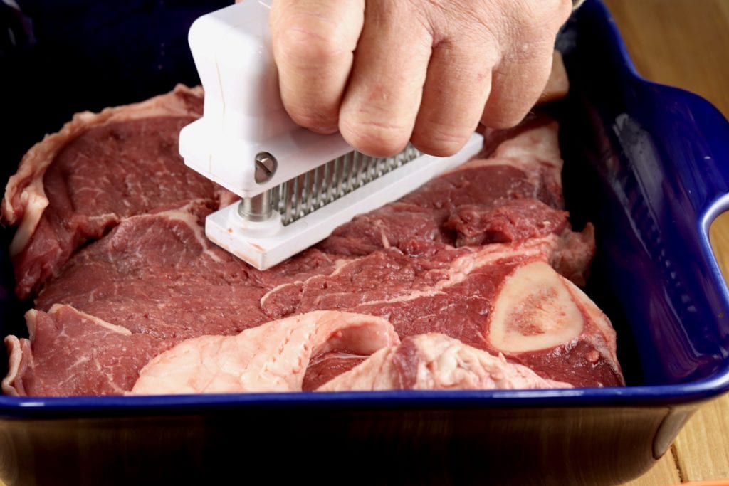 tenderizing sirloin steak for tacos