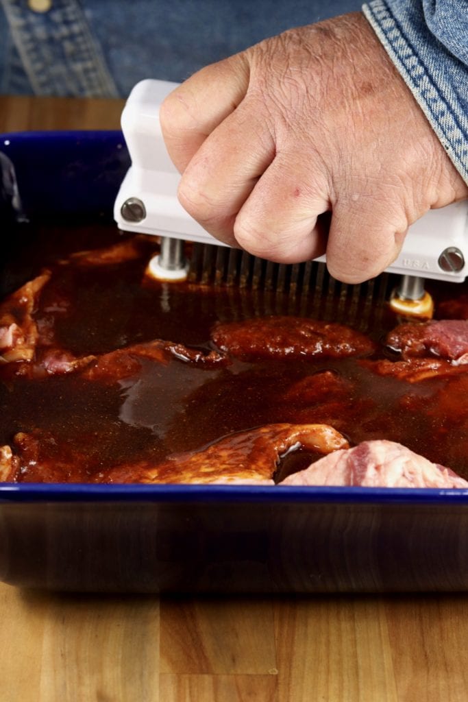 tenderizing steak with marinade