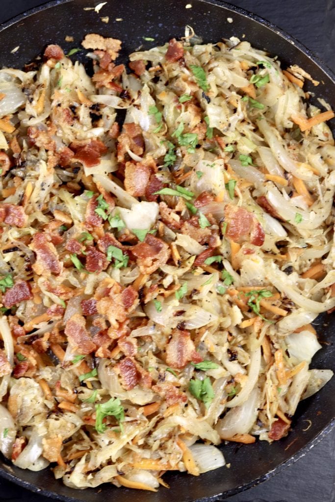 Crispy bacon fried cabbage
