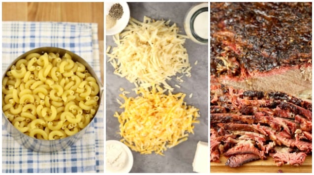 Ingredients for mac and cheese with brisket