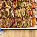 Grilled chicken and vegetable kebabs