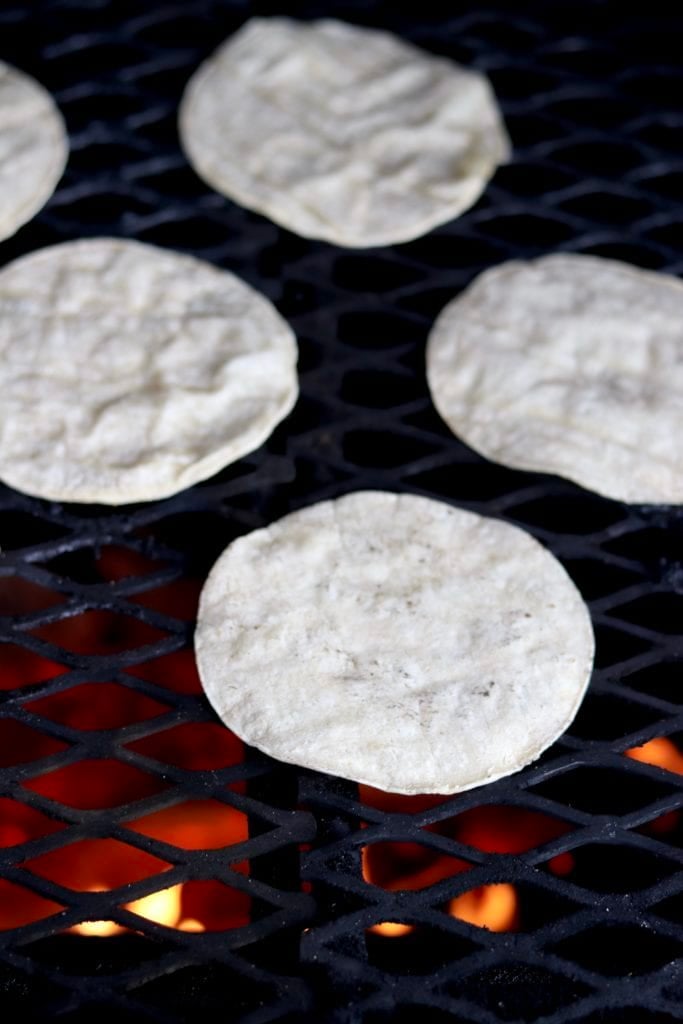 Corn tortillas on grill