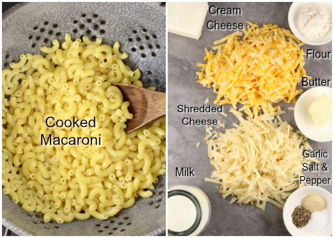 Ingredients for homemade macaroni and cheese