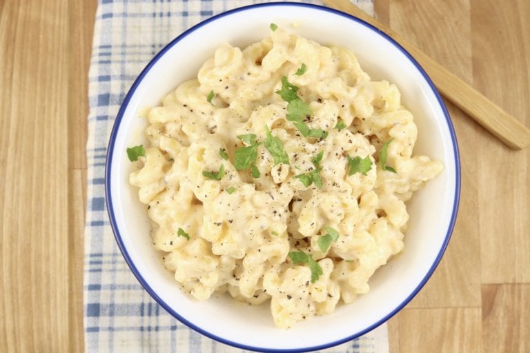 Macaroni and Cheese in a white bowl
