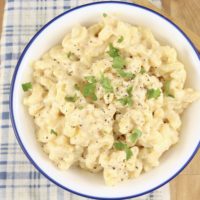Macaroni and Cheese in a white bowl