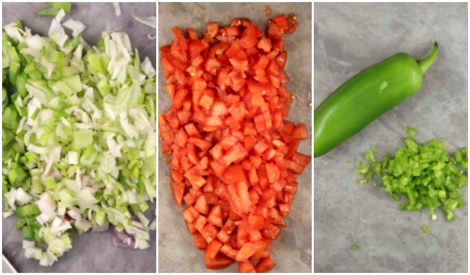 Chopped Onions, tomatoes and jalapenos