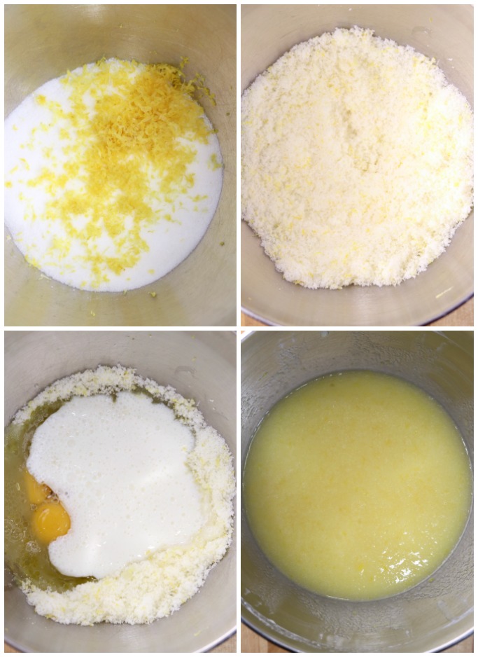 making lemon zucchini cake 