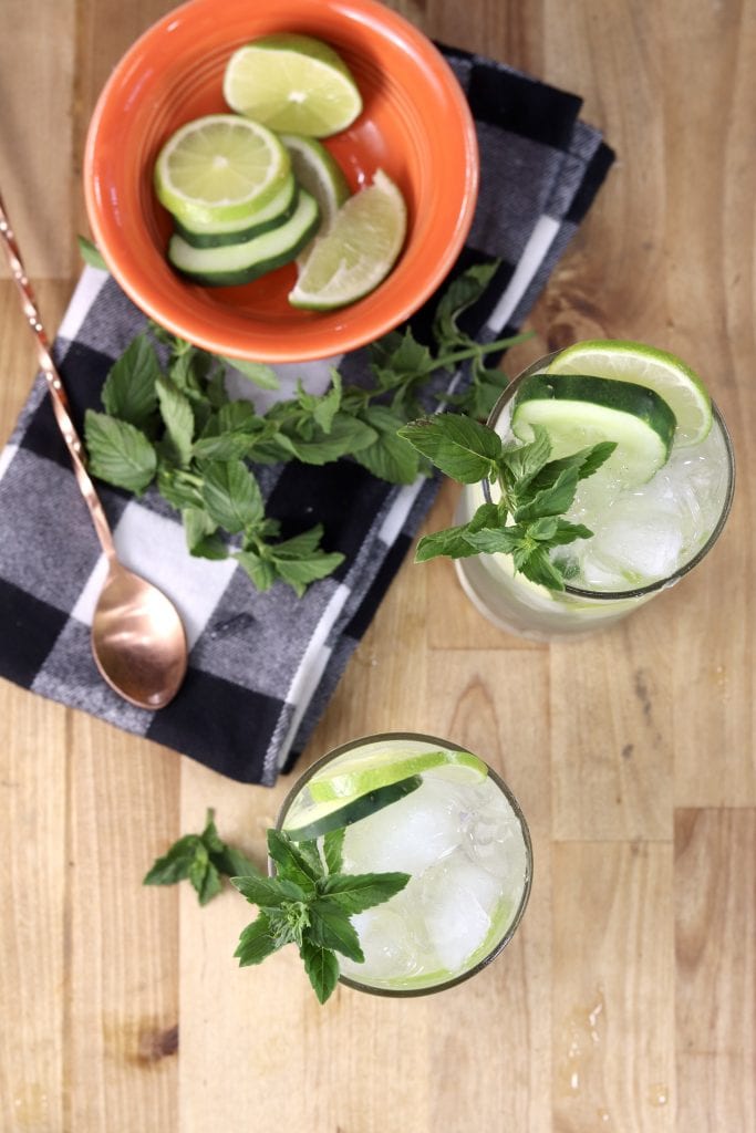 Cucumber Lime Mojitos overhead view