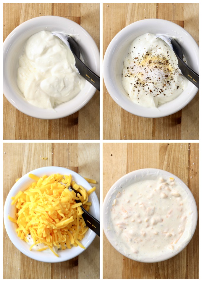 Mayo, Sour Cream and cheese filling for tomatoes collage