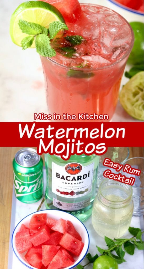Watermelon Mojito collage with ingredients photo