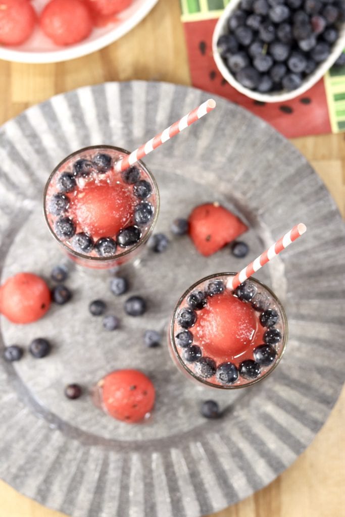 Watermelon Cooler with blueberry garnish