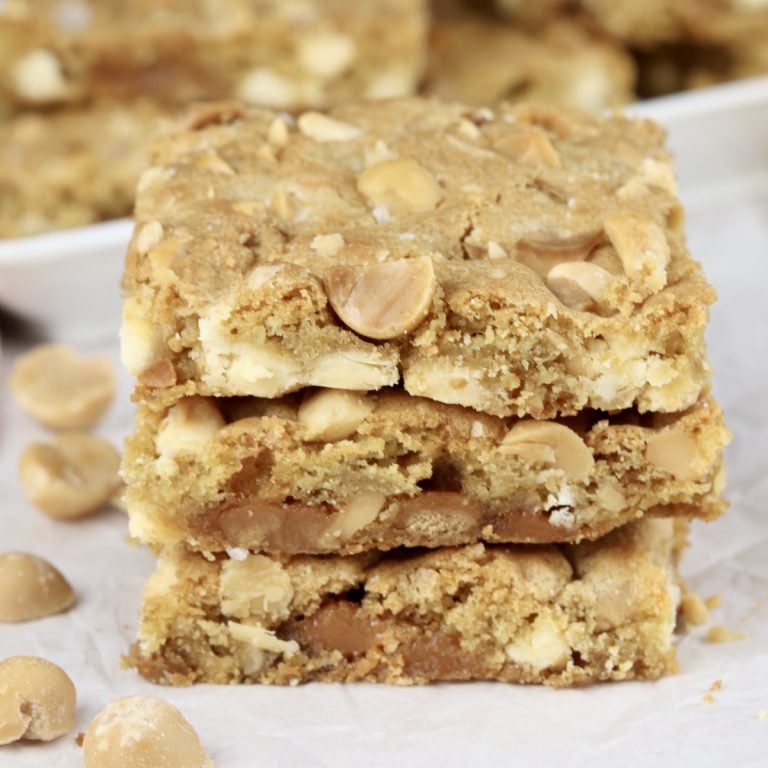 Caramel White Chocolate Macadamia Nut Bars