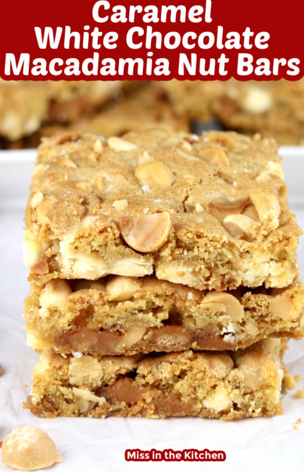 Caramel White Chocolate Macadamia Nut Bars
