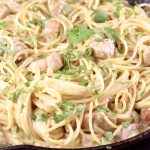 Creamy Lemon Garlic Spaghetti close up