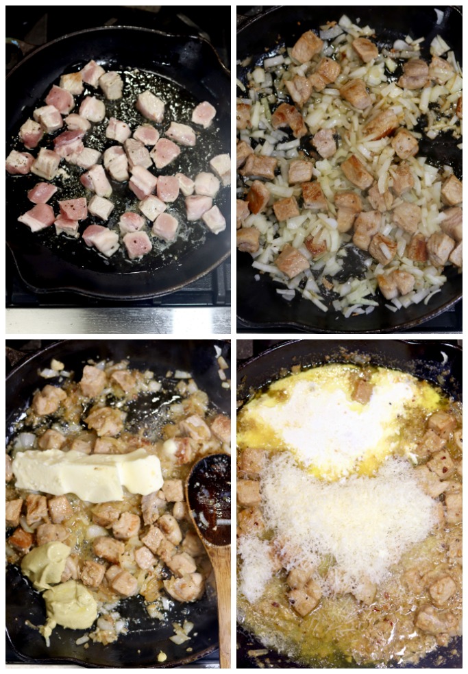 Collage making lemon garlic spaghetti