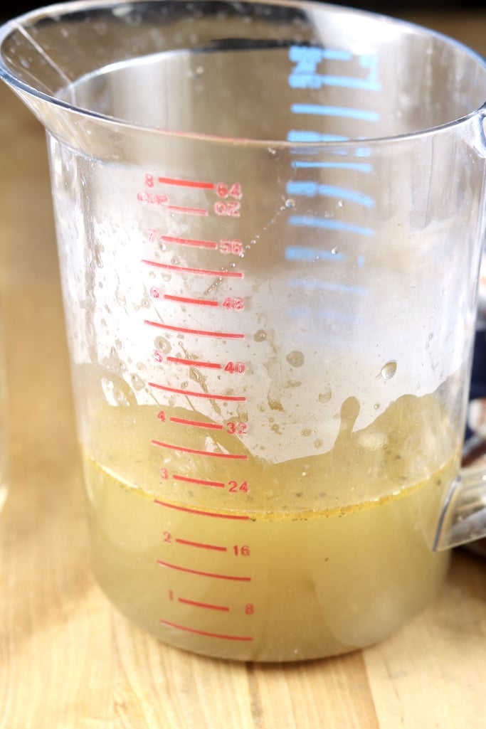 Chicken Stock in a 2 quart measure