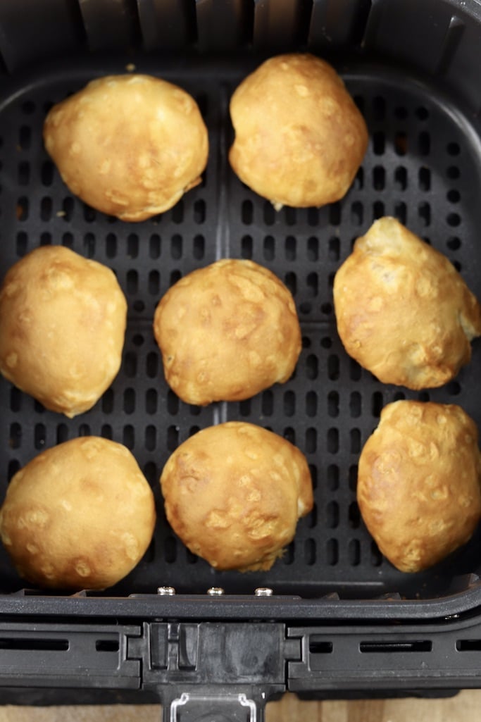 Air fryer apple pie bombs, baked golden brown