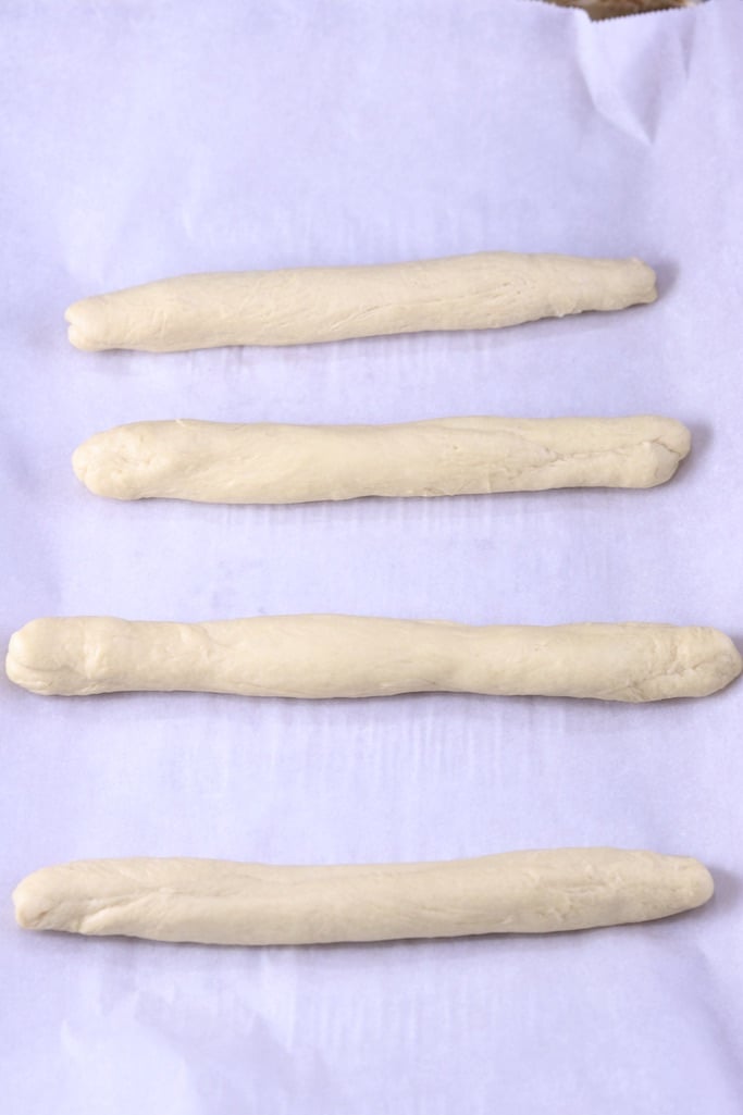 Biscuit dough rolled into breadsticks
