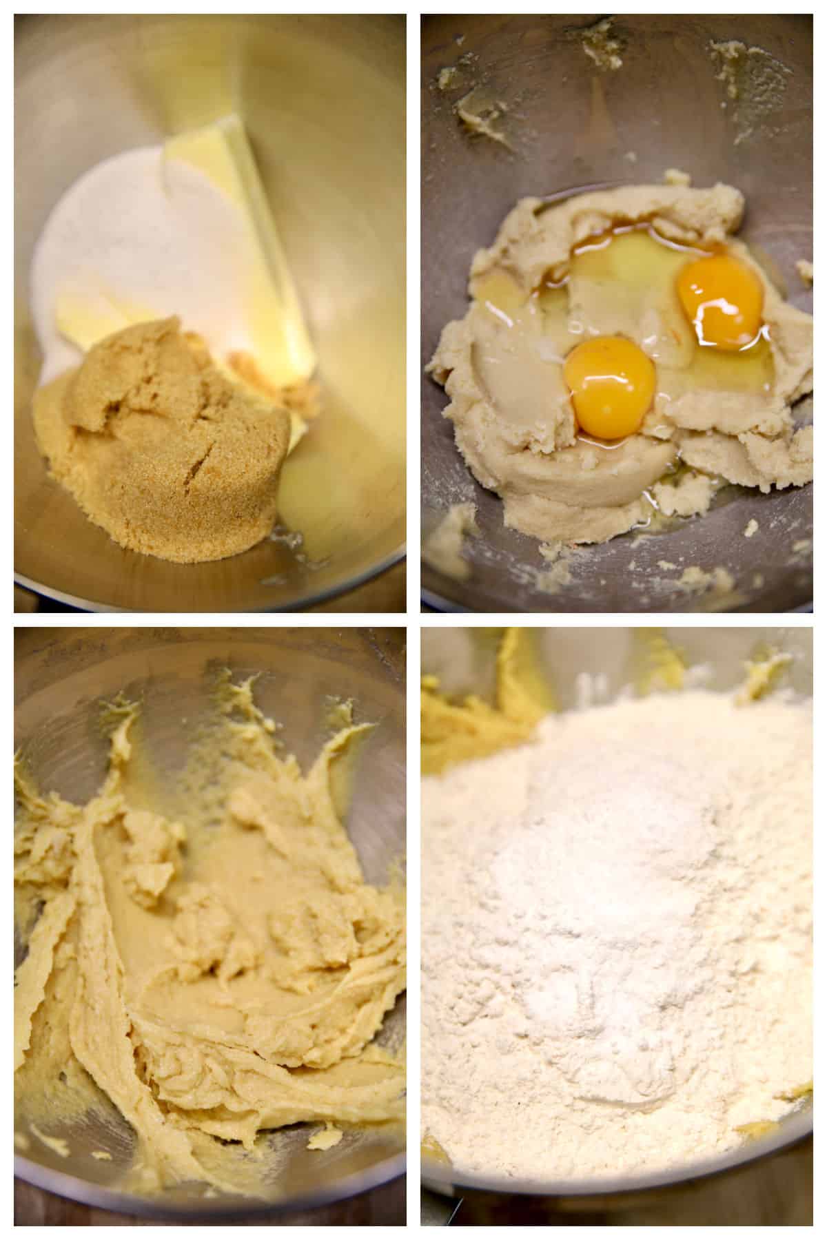 Collage making cake batter.