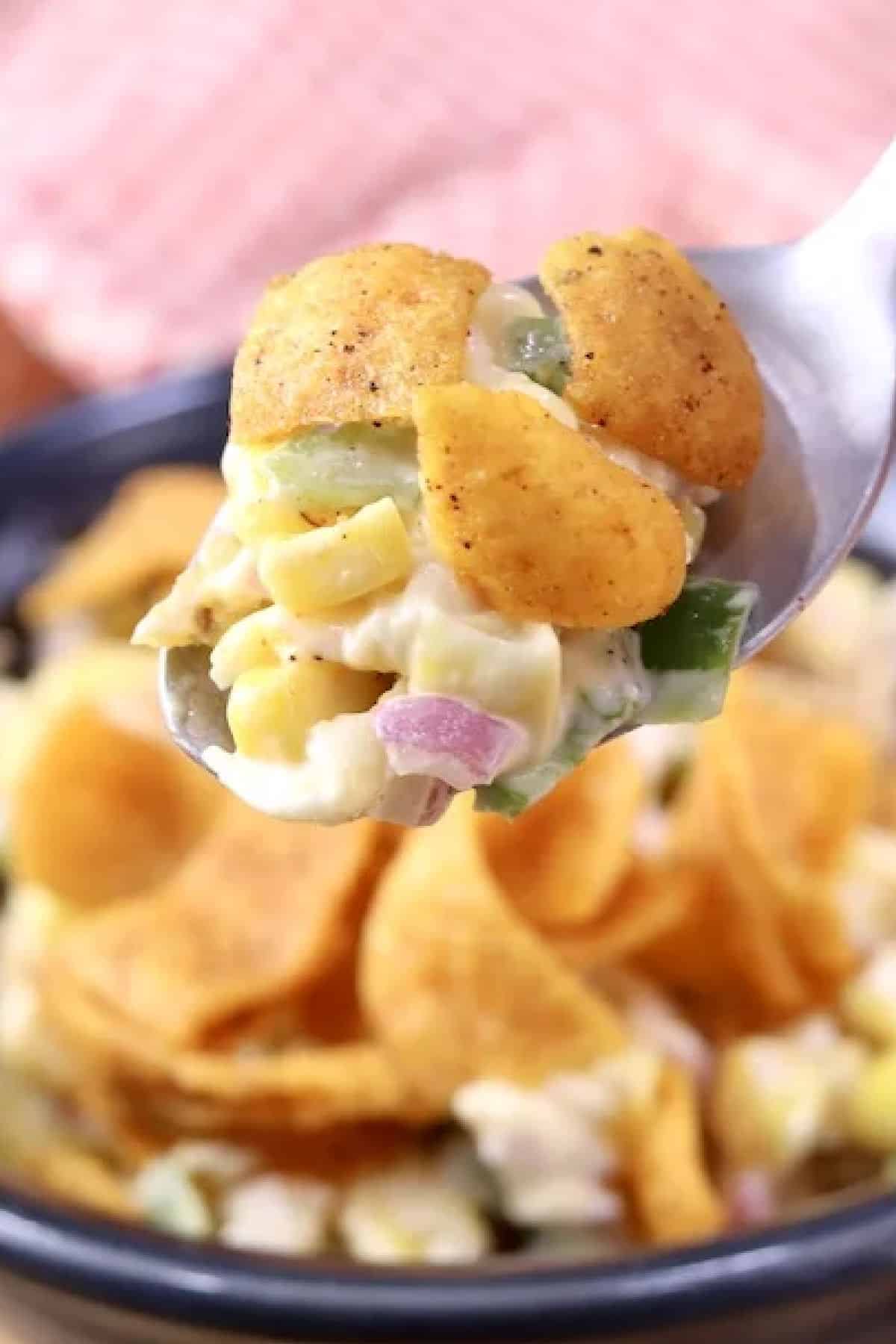 Spoonful of Frito Corn Salad. 