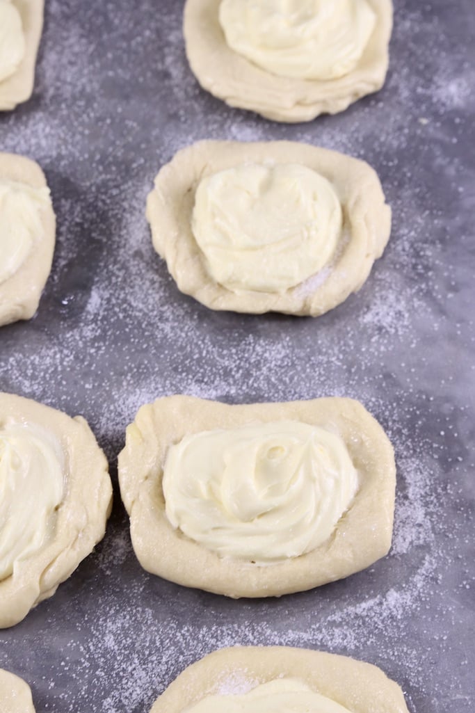 Sugar sprinkled danishes with cream cheese filling