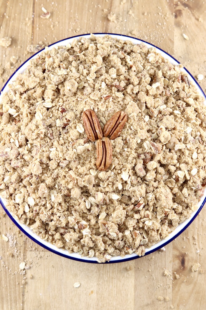 Pumpkin crisp ready to go into oven to bake