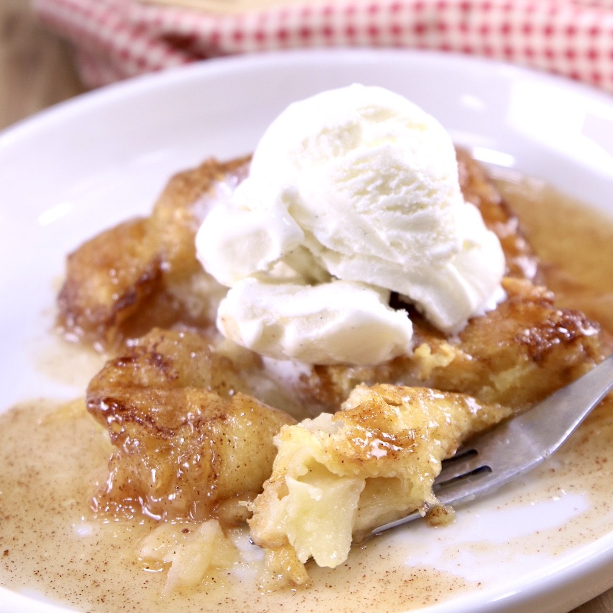 Apple Dumplings with Vanilla Ice Cream