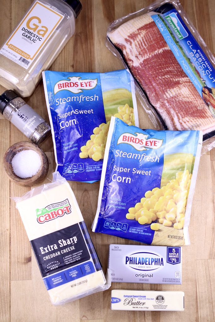 Ingredients for Bacon White Cheddar Corn