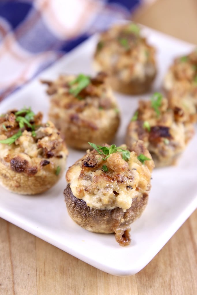 Air fryer sausage stuffed mushrooms