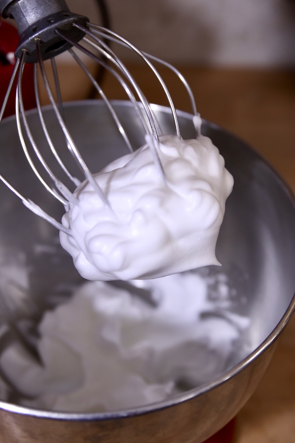Mixer wire whisk with whipped egg whites