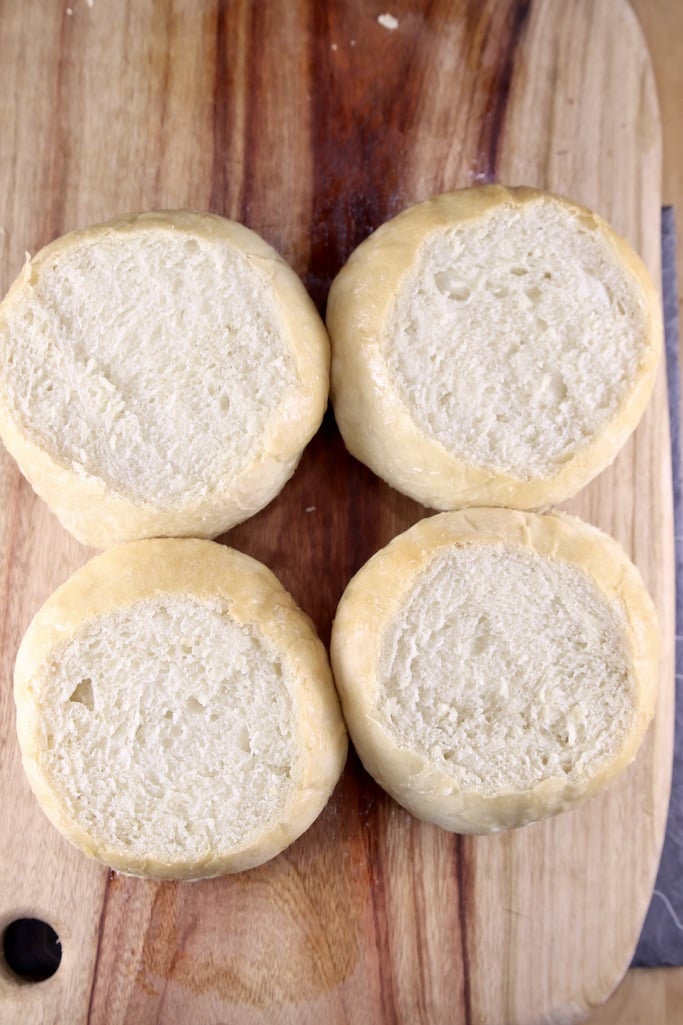 Bread Bowls with tops sliced off