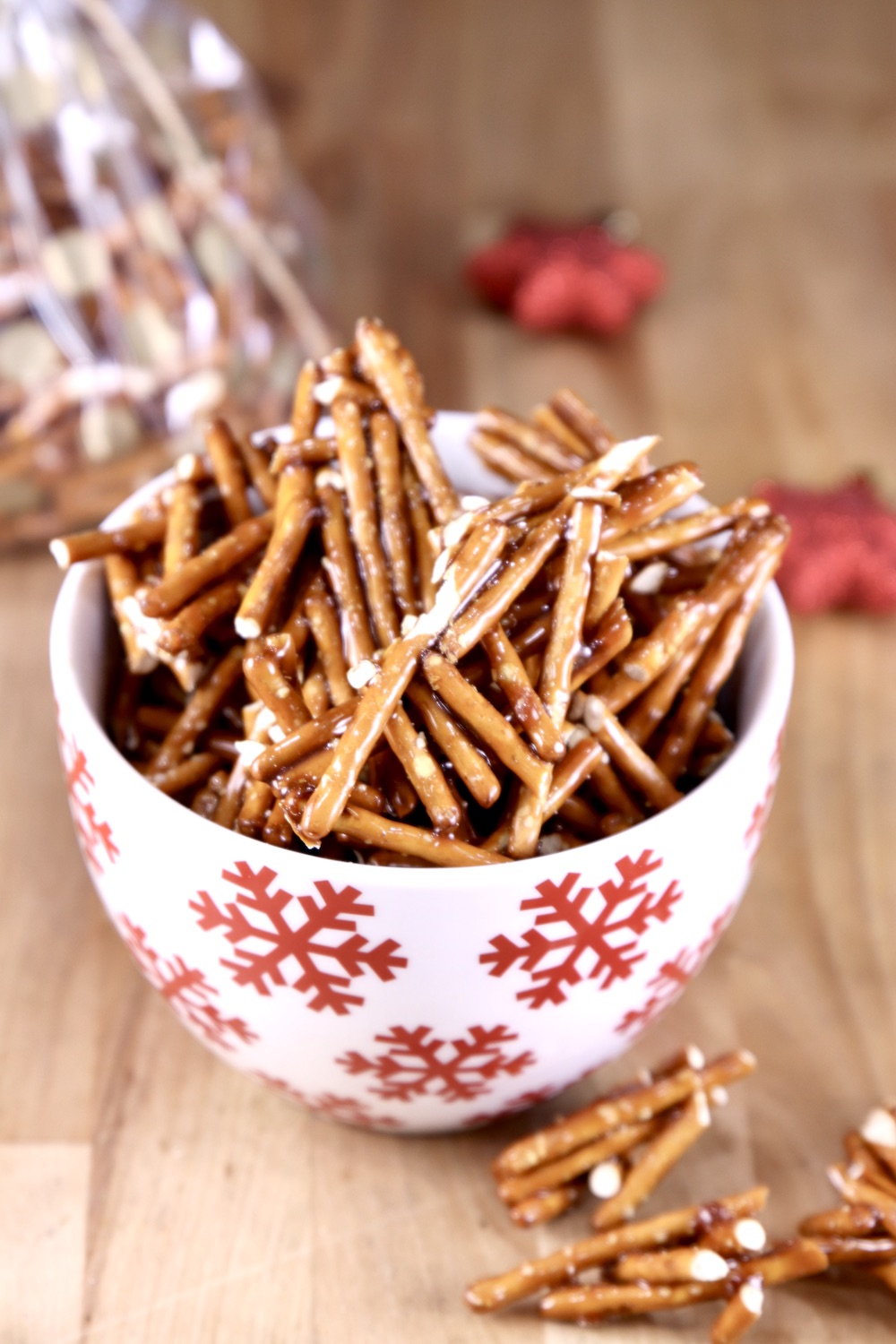 Bowl of candied pretzels